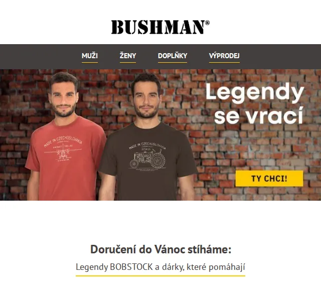BUSHMAN: Legendy Bobstock a výprodej – červen 2026 | Nuslet.cz
