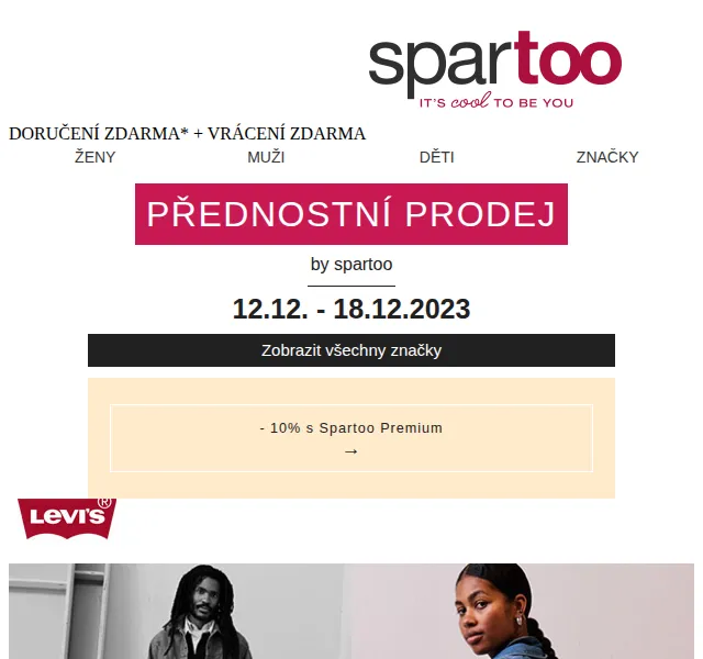 Spartoo: Nabídka týdne -50 % na Levi's, Quiksilver – červenec 2026 | Nuslet.cz