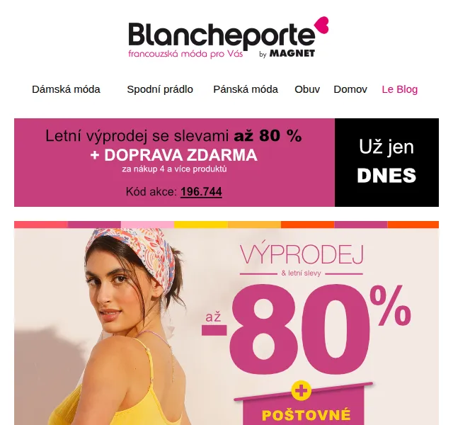 Blancheporte: slevy až 80 % v letním výprodeji – červenec 2026 | Nuslet.cz