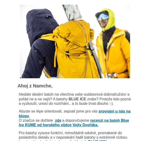 Namche: Blue Ice batohy s akční cenou – červenec 2026 | Nuslet.cz