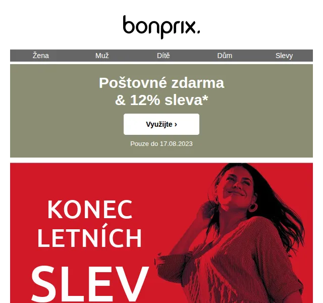 bonprix: -12 % a poštovné zdarma – červenec 2026 | Nuslet.cz