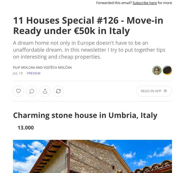 11 Cheap Houses: Domy v Itálii pod 50 tis. € – červenec 2026