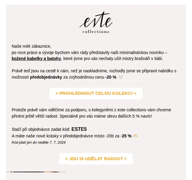 Este Collections: Kožené novinky v předprodeji –20 % – červenec 2026 | Nuslet.cz
