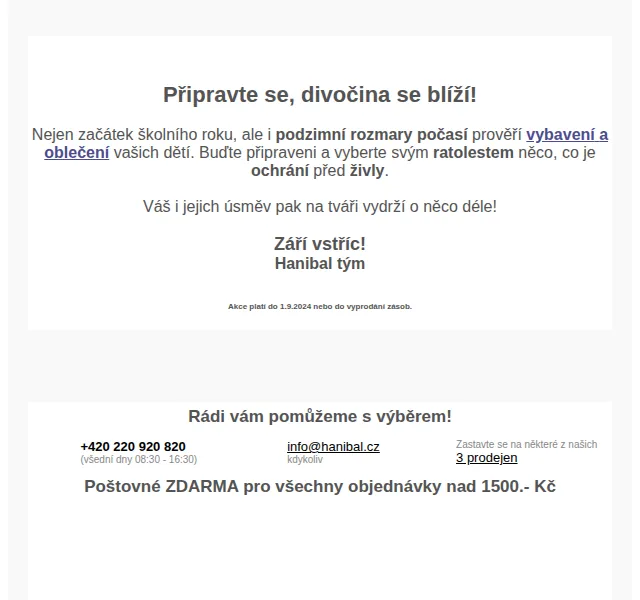 Hanibal: Podzimní výbava pro děti – akce do 1. září 2026 | Nuslet.cz