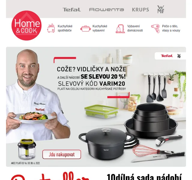 Home & Cook: 20% sleva na Tefal a WMF – červen 2026 | Nuslet.cz