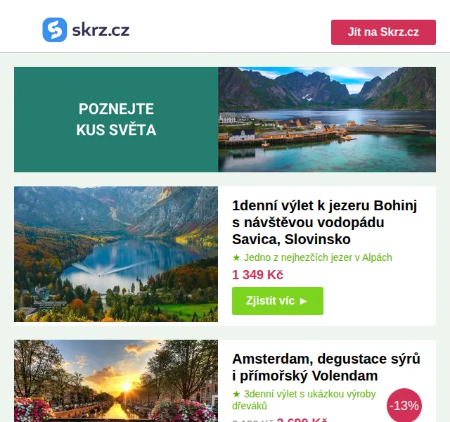 Skrz: Zájezdy do 1 000 Kč – slevy až 19 % – červen 2026 | Nuslet.cz