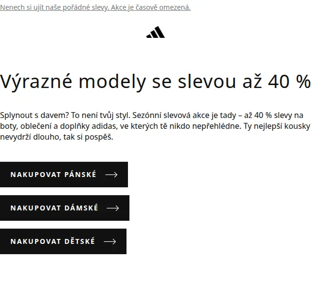 adidas: Sezónní slevy až 40 % – červenec 2026 | Nuslet.cz