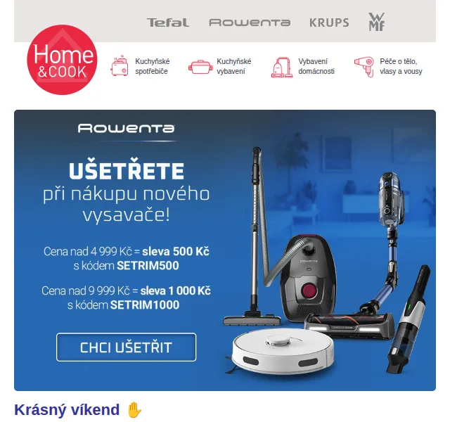 Home & Cook: Slevy až 28 % na Rowenta a Tefal – červen 2026 | Nuslet.cz