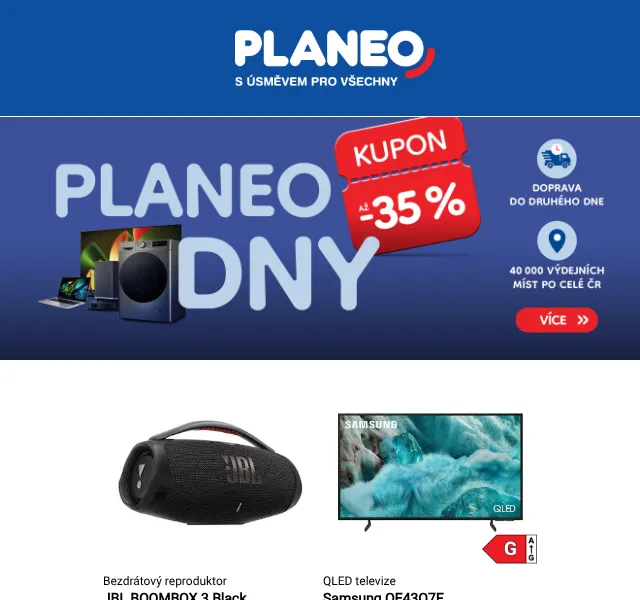 Planeo: Elektronika až –35 % se slevovým kódem – duben 2026