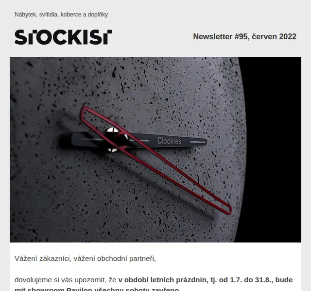Stockist.cz: Letní otevírací doba showroomu – červen 2022 | Nuslet.cz