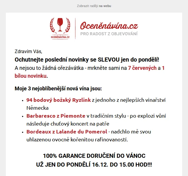 Oceněnávína.cz: Sleva na vína s garancí doručení do Vánoc – červenec 2026 | Nuslet.cz