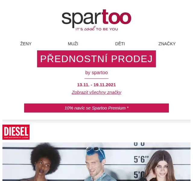 Spartoo: Až -50 % na značky Casual Attitude, BOSS, Diesel – červen 2026 | Nuslet.cz