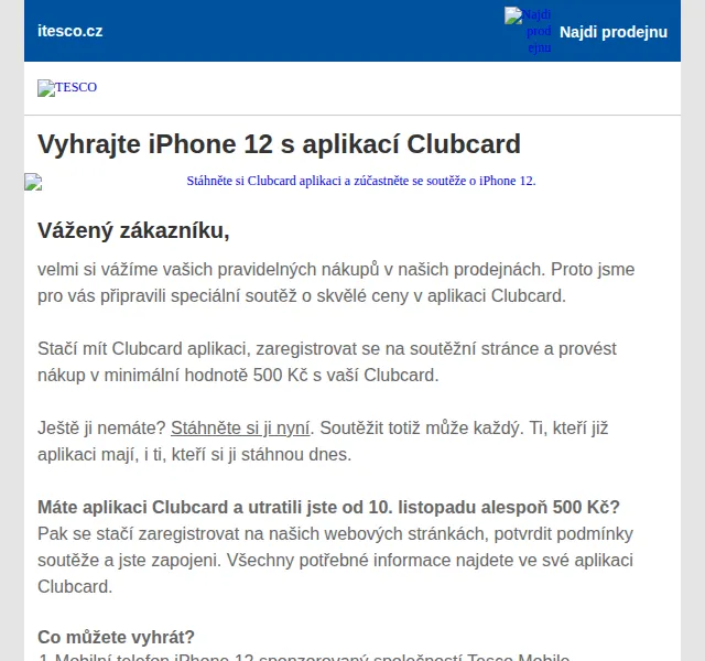 Tesco: Soutěž o iPhone 12 s Clubcard – listopad 2021 | Nuslet.cz