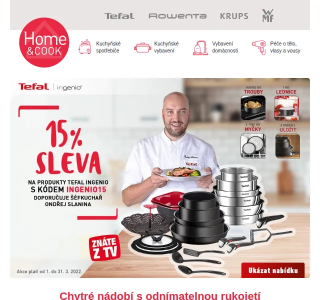 Home & Cook: Tefal Ingenio s 15% slevou – červen 2026 | Nuslet.cz
