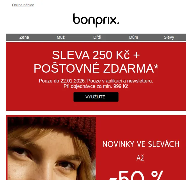 Bonprix: až -50 % sleva + 250 Kč | Duben 2026 | Nuslet.cz