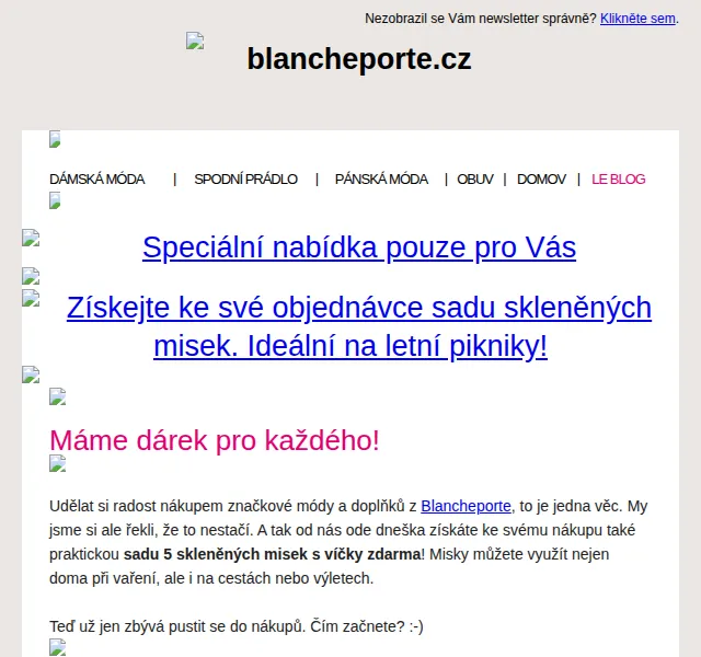 Blancheporte: sada skleněných misek zdarma – červen 2026 | Nuslet.cz