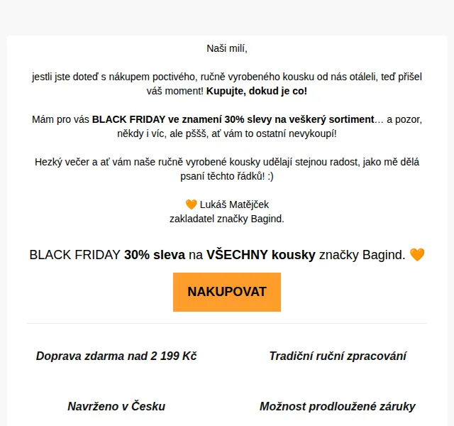 Bagind: Black Friday 30% sleva na vše – červenec 2026 | Nuslet.cz
