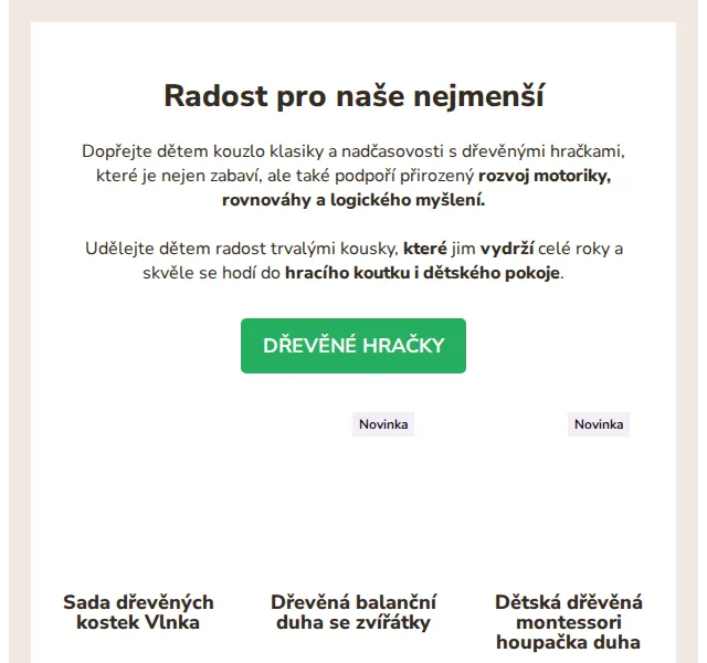 Ovečkárna: Dřevěné hračky od 299 Kč – červenec 2026 | Nuslet.cz