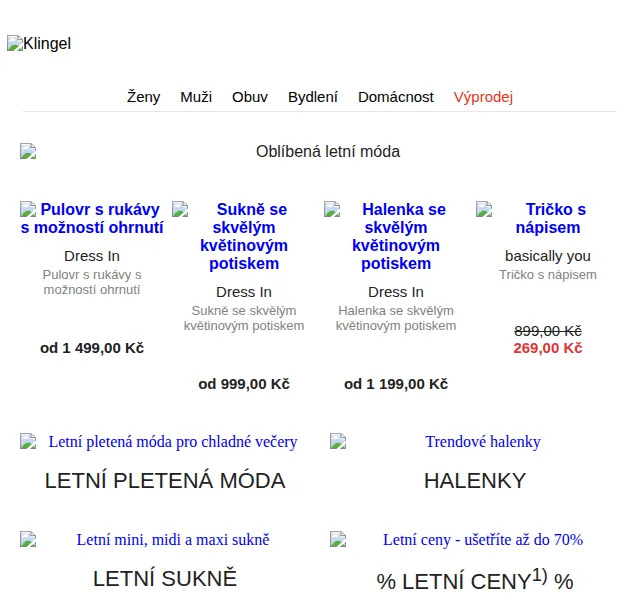 KLiNGEL: Letní móda se slevou až 70 % – červenec 2026 | Nuslet.cz