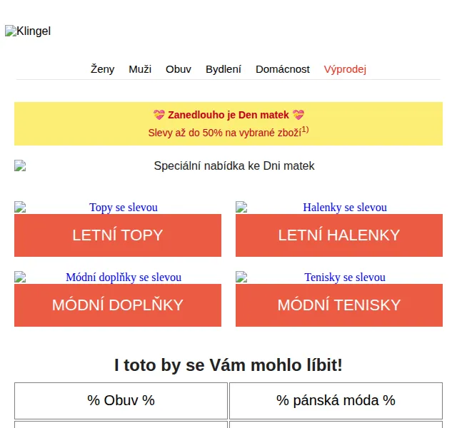 KLiNGEL: Slevy až 50 % na letní módu – červen 2026 | Nuslet.cz