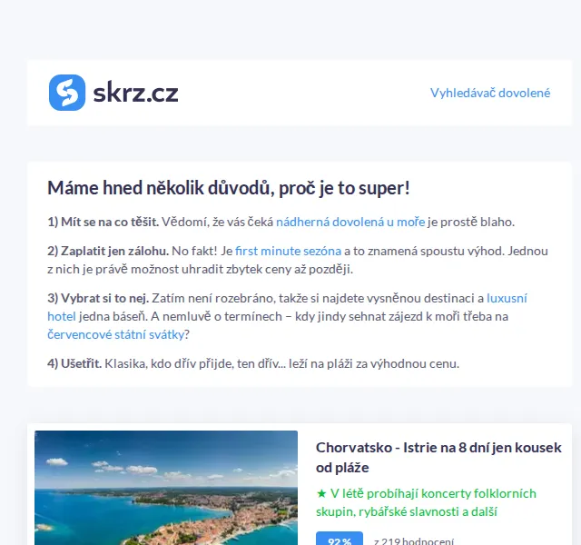 Vánoce na Skrz: Last minute dovolená u moře – červenec 2026 | Nuslet.cz