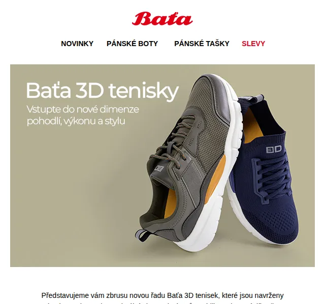Baťa: Nová řada 3D Motion tenisek – červen 2026 | Nuslet.cz