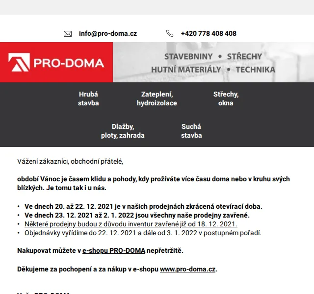 Pro-doma: Vánoční otevírací doba – červenec 2026 | Nuslet.cz