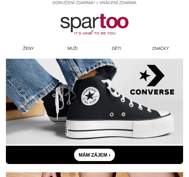 Spartoo.cz: Converse, JB Martin, Levi's – doprava zdarma – duben 2026