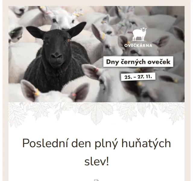 Ovečkárna: Dny černých oveček – slevy až 30 % – červen 2026 | Nuslet.cz