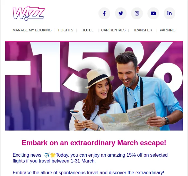 Wizz Air: 15% sleva na letenky – březen 2026 | Nuslet.cz