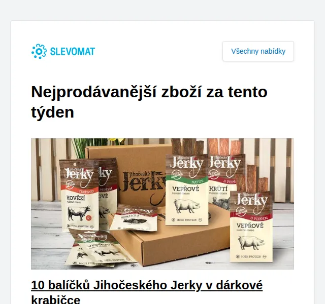 Slevomat: 10 balíčků Jihočeského Jerky v dárkové krabičce – červen 2026 | Nuslet.cz