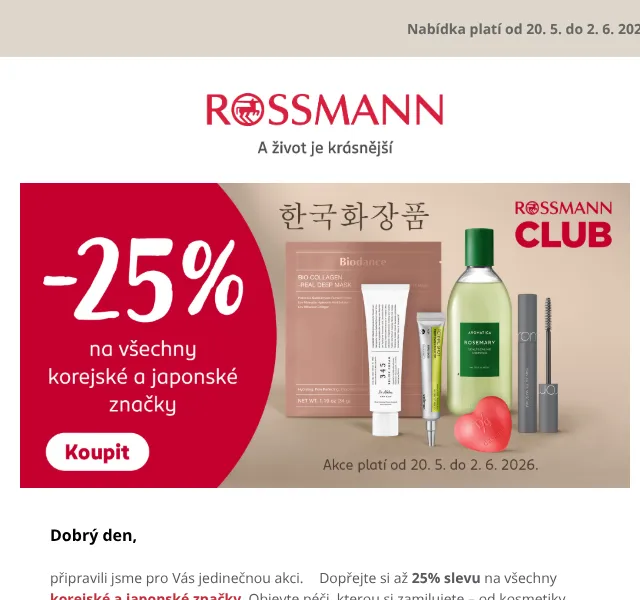 ROSSMANN: korejská kosmetika -25 % – květen 2026 | Nuslet.cz