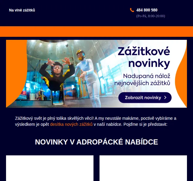 Adrop: Nové zážitky – větrný tunel, Mustang, paragliding – červenec 2026 | Nuslet.cz