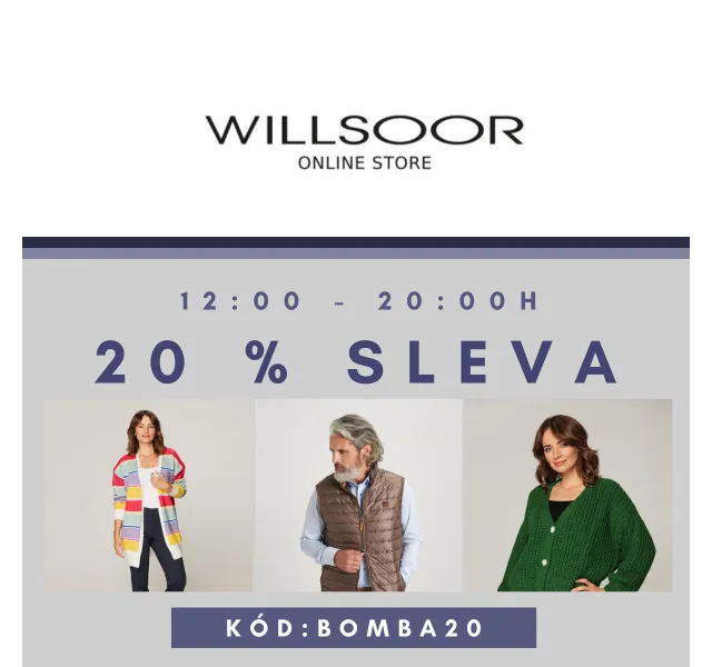 Košile Willsoor: 20% sleva na košile – červenec 2026 | Nuslet.cz