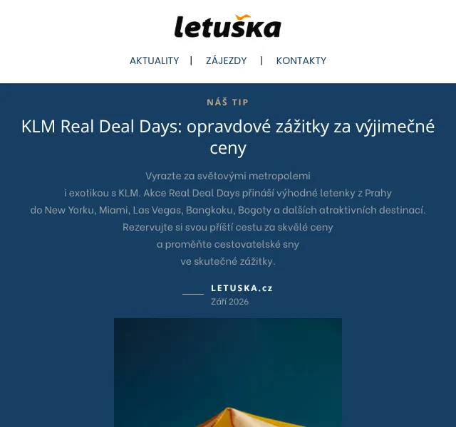 Letuška.cz: Real Deal Days s KLM – září 2026