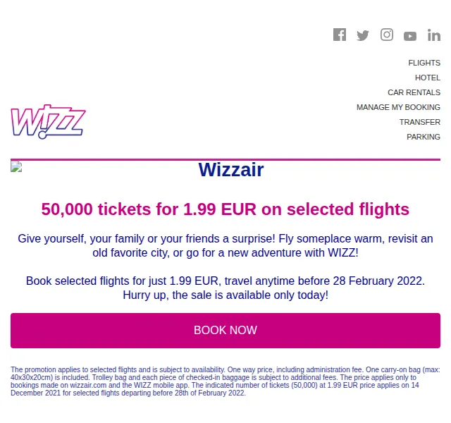 Wizz Air: 50 000 letenek od 1.99 EUR – červen 2026 | Nuslet.cz