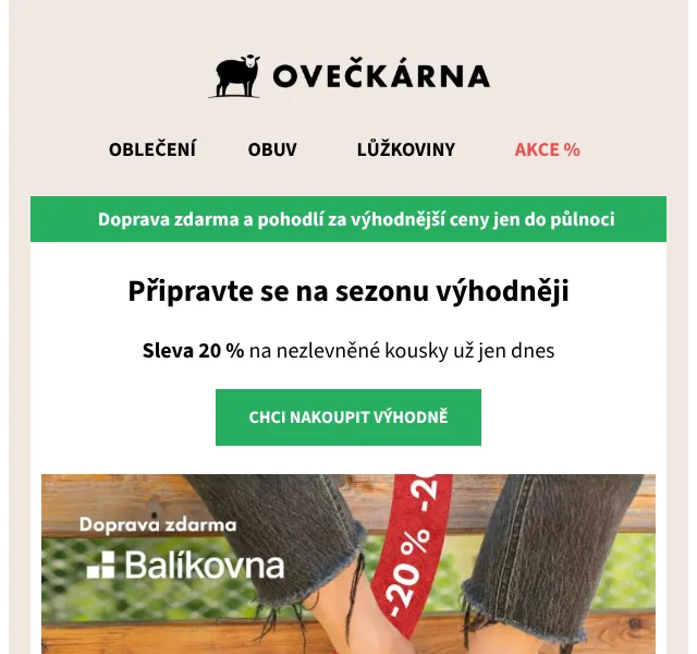 Ovečkárna: 20 % sleva + doprava zdarma – květen 2026