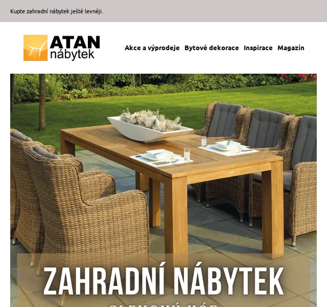 ATAN nábytek: slevový kód na zahradní nábytek – červen 2026 | Nuslet.cz