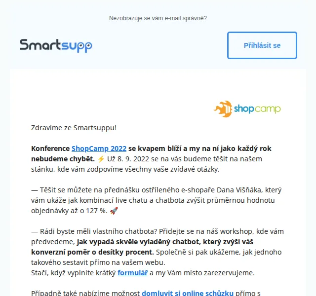 Smartsupp: Chatbotem zvyšte objednávku o 127 % – ShopCamp 2022 | Nuslet.cz