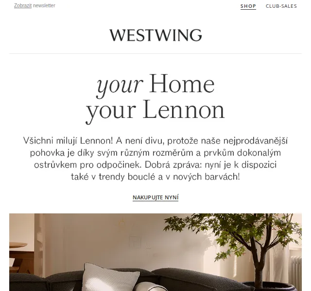 WestwingNow: Nová pohovka LENNON s bouclé – červenec 2026 | Nuslet.cz