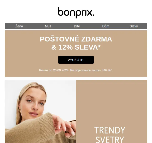 Bonprix: Poštovné zdarma a 12% sleva – červen 2026 | Nuslet.cz
