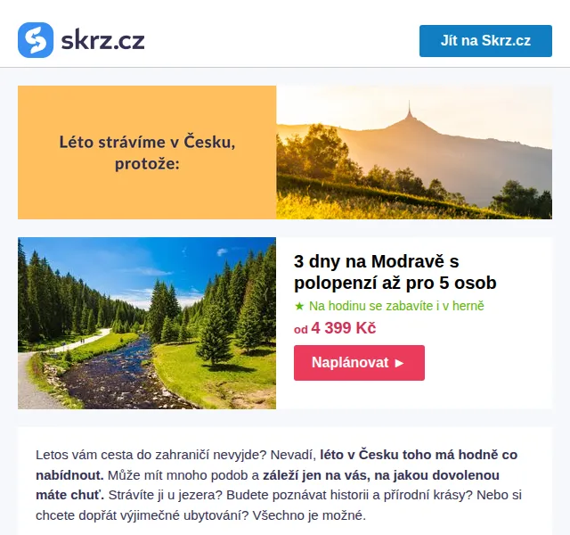 Skrz: Léto v Česku od 1 590 Kč – červenec 2026 | Nuslet.cz