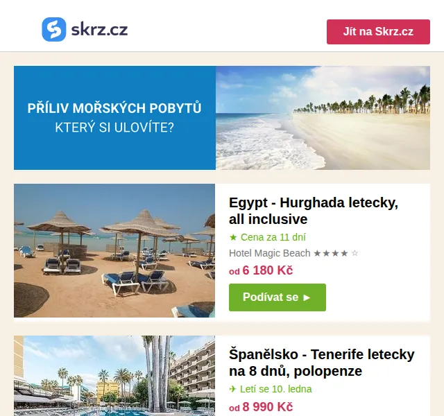 Skrz.cz: Dovolená v Egyptě od 6 180 Kč – červen 2026 | Nuslet.cz