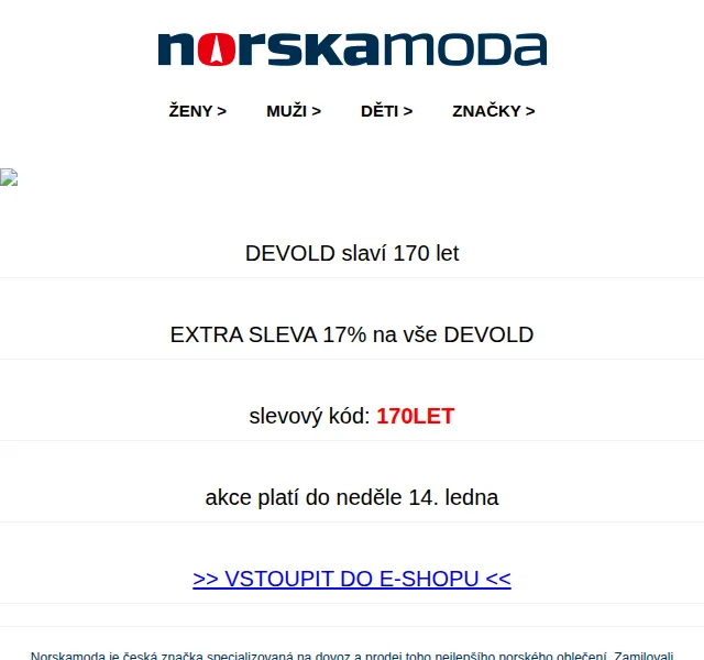 Norskamoda: DEVOLD extra sleva 17% – červenec 2026 | Nuslet.cz