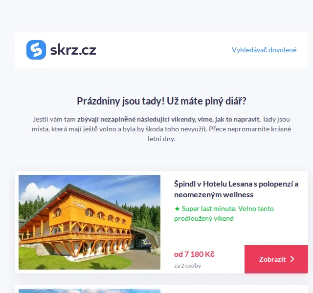 Vánoce na Skrz: Last minute pobyty od 990 Kč – červenec 2026 | Nuslet.cz