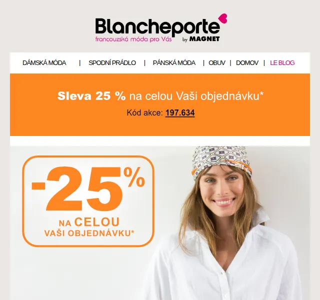 Blancheporte: Sleva 25 % na 2+ kusy – červen 2026 | Nuslet.cz