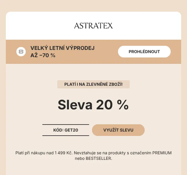 Astratex: 20 % sleva na spodní prádlo – srpen 2026