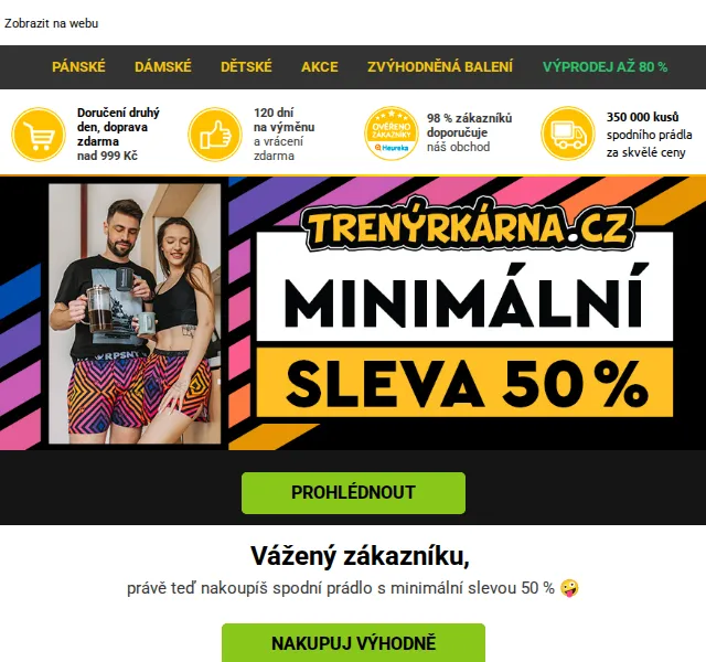 Trenýrkárna.cz: spodní prádlo se slevou 50 % – červenec 2026 | Nuslet.cz