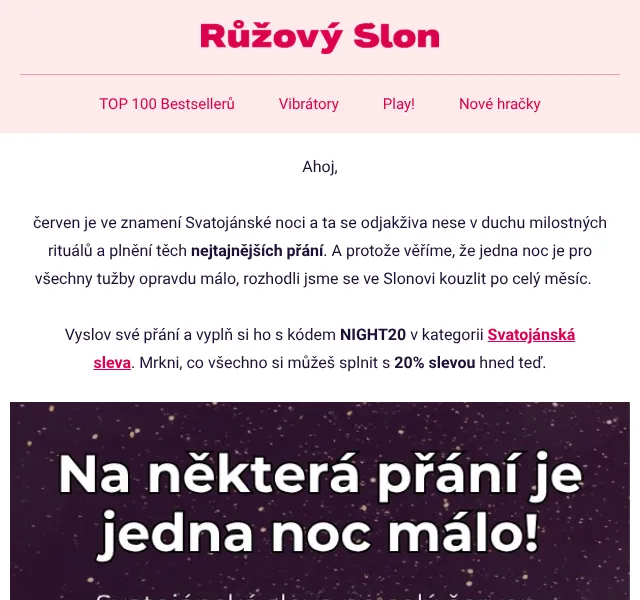 Růžový Slon: slevy až 20 % – červen 2026 | Nuslet.cz