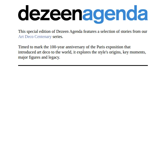 Dezeen Daily: Sto let art deco – speciální edice červenec 2026 | Nuslet.cz